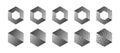 Divided Hexagon Various Resolution of Bitmap Dither Gradient Vector Set on White