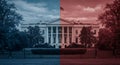 Divided States: A Bipartisan White House, Politics, USA, Democracy & Division. A Visual Representation of a Nation Split on Royalty Free Stock Photo