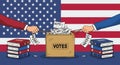 Divided Vote Box on American Flag Illustration Royalty Free Stock Photo