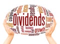 Dividends word cloud hand sphere concept