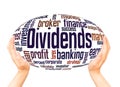 Dividends word cloud hand sphere concept
