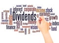 Dividends word cloud hand writing concept