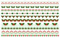 Christmas holiday dividers stripes set with holly leaves and berries.