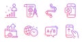 Divider document, Ab testing and Seo devices icons set. Medical phone, Time management and Stats signs. Vector