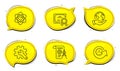 Divider document, Update time and Atom icons set. Customisation sign. Report file, Refresh watch, Electron. Vector