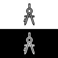 Dividers line icon, vector. Dividers outline sign, concept symbol, flat illustration on white and black background