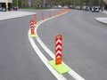Dividing posts on double line marking of road