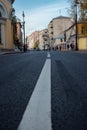 Dividing strip on the roadway