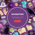 Divination and Fortune Telling Banner Design with Magic Symbols Vector Template