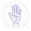 divination by lines on a hand. Palm reading or palmistry Royalty Free Stock Photo