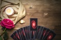 Divination. Tarot cards. Fortune teller. Royalty Free Stock Photo