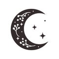 Divine Beauty Premade Logo Design. Black Crescent