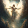 A divine being, angel or even Jesus Christ ascends or descends from heaven Royalty Free Stock Photo