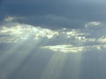 Divine Blessings from Sky - Sun Rays through Clouds Royalty Free Stock Photo