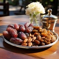 Indulging in a Platter of Luscious and Succulent Dates, Golden Delights of Exquisite Temptation