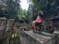 Divine Gateway: Fushimi Inari Taisha Temple Gate and statues in forest, Kyoto, Japan Royalty Free Stock Photo