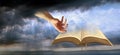 Divine hand of god open holy bible spiritual Royalty Free Stock Photo