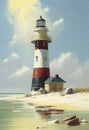 Divine Illumination: A Naturalistic Depiction of a Lighthouse Beach in Lower Saxony