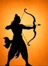 Divine Image of Shri Ram with Bow and Arrow in Warrior Pose Royalty Free Stock Photo