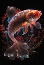 Divine Light Shines on a Chinese Red Carp in Transparent Water Flow. Perfect for Wallpapers and Posters.