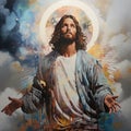 Divine Mercy of Jesus God of Christian handsome Jesus Generative AI technology. Royalty Free Stock Photo