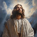 Divine Mercy of Jesus God of Christian handsome Jesus Generative AI technology.