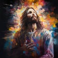 Divine Mercy of Jesus God of Christian handsome Jesus Generative AI technology. Royalty Free Stock Photo