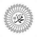 Divine Name of Prophet Muhammad Shallallahu Alaihi Wasallam, Mandala Arabic Calligraphy, Thuluth Script, Vector Illustration Royalty Free Stock Photo