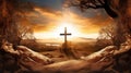 Divine Sunrise: Easter\'s Sacred Cross