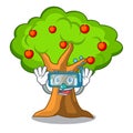 Diving apple tree full of isolated mascot