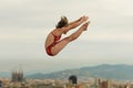 Diving athlete in action Royalty Free Stock Photo