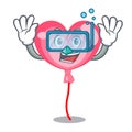 Diving ballon heart character cartoon