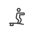 Diving board with diver line icon