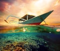 Diving boat at sunset Royalty Free Stock Photo