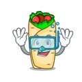 Diving burrito character cartoon style Royalty Free Stock Photo