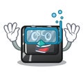 Diving button esc in the shape mascot Royalty Free Stock Photo