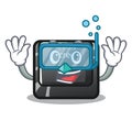 Diving button print screen in shape mascot Royalty Free Stock Photo