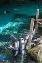 Diving in a cenote, Mexico