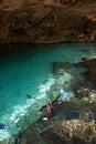 Diving in a cenote, Mexico Royalty Free Stock Photo