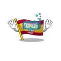 Diving character spain flag is stored cartoon drawer