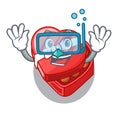 Diving choclate heart box in shape mascot