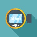 Diving computer showing 14 kilometers distance in flat design