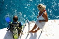 Diving on coral reef