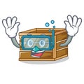 Diving crate character cartoon style Royalty Free Stock Photo