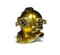 Diving equipment. Bronze helmet from the diver\'s suit isolated on white background Royalty Free Stock Photo