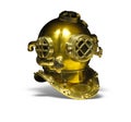 Diving equipment. Bronze helmet from the diver\'s suit isolated on white background Royalty Free Stock Photo