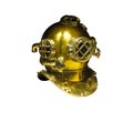 Diving equipment. Bronze helmet from the diver\'s suit isolated on white background Royalty Free Stock Photo