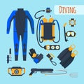 Diving equipment icons Royalty Free Stock Photo