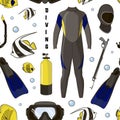 Diving equipment pattern Royalty Free Stock Photo