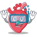 Diving heart character cartoon style